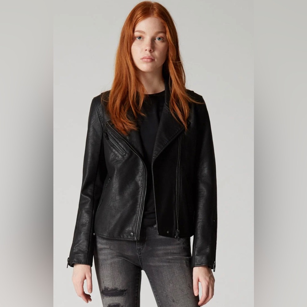 Blank NYC Onyx Jacket Vegan Leather Moto Jacket Women’s Size XS Black NWT New